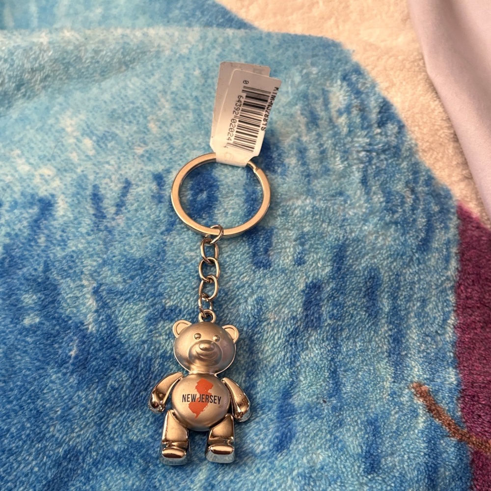 Silver Teddy Bear Keychain